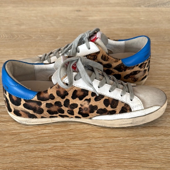 Golden Goose Superstar Leopard Print Pony Hair Low Top Sneakers Size 38 - Picture 5 of 9